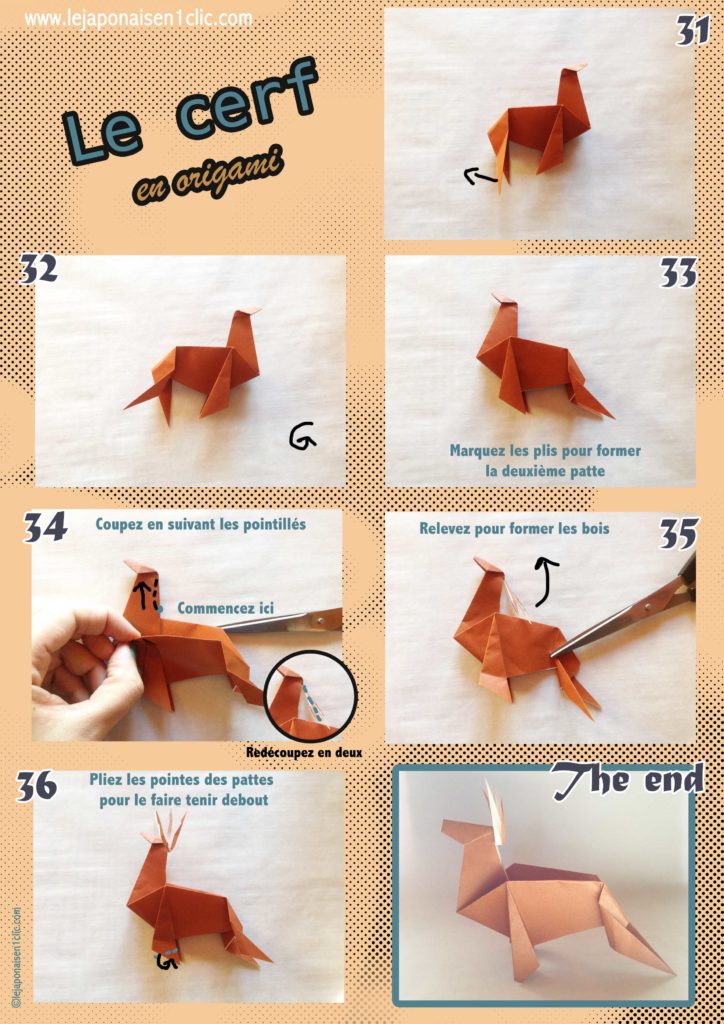 Embouts de bûches caramel origami cerf (x20)
